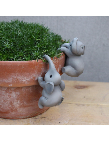 Juego de 2 Elefantes Trepadores para Macetas Pujipu