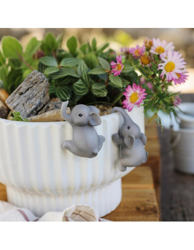 Juego de 2 Elefantes Trepadores para Macetas Pujipu