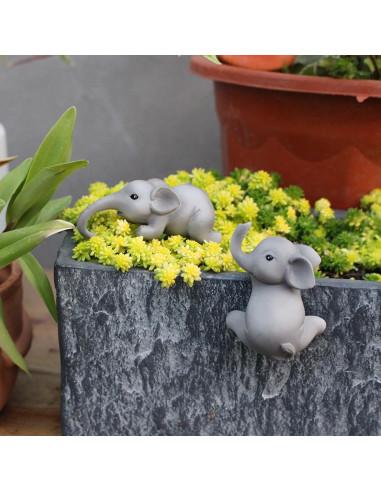 Juego de 2 Elefantes Trepadores para Macetas Pujipu