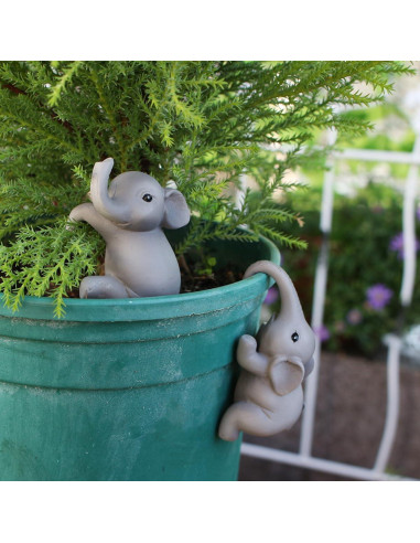 Juego de 2 Elefantes Trepadores para Macetas Pujipu