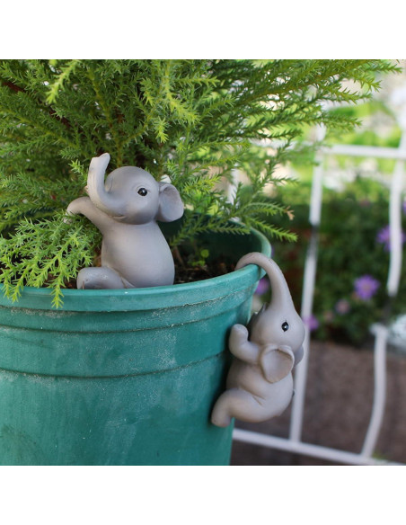 Juego de 2 Elefantes Trepadores para Macetas Pujipu