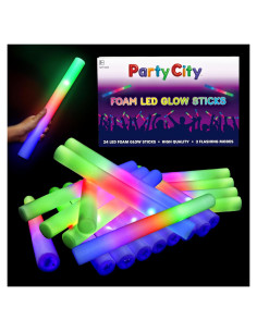 Paquete de 24 Varitas de Espuma LED Brillantes Party City 36.98 cm