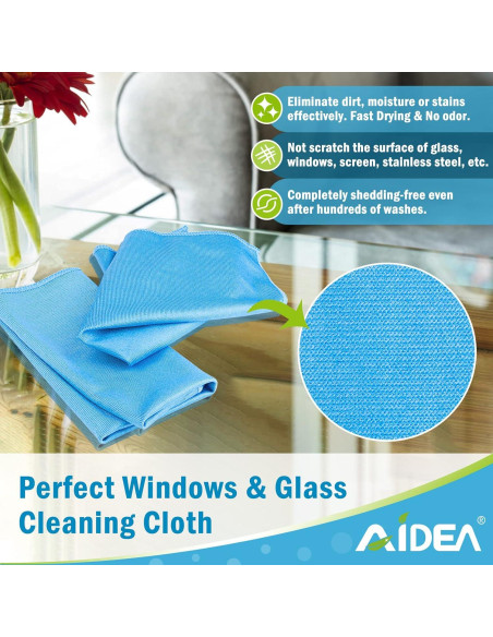 Paños de Limpieza de Vidrio AIDEA 8PK Microfibra Sin Pelusa