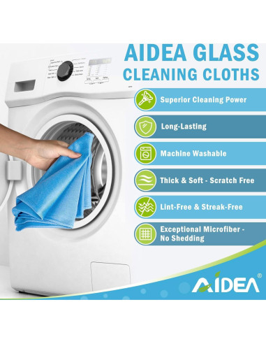 Paños de Limpieza de Vidrio AIDEA 8PK Microfibra Sin Pelusa