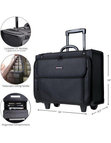 Maletín Rodante Alpine Swiss para Laptop - Tamaño Aprobado TSA