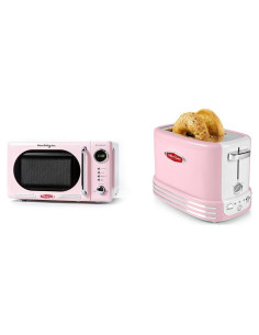 Horno Microondas Retro Nostalgia 19.8L 700W Rosa Encimera