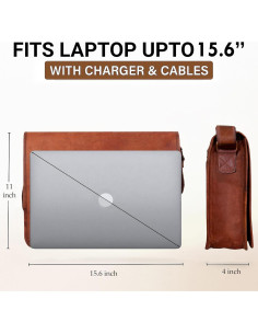 Bolsa Mensajero Cuero Grano Completo Rustic Town 39.6x27.9x10.2cm 2