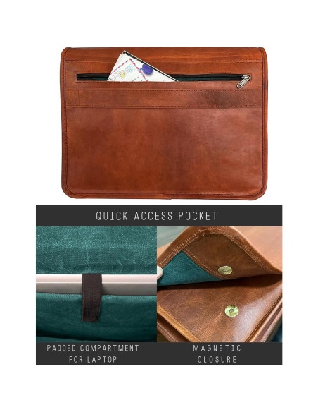 Bolsa Mensajero Cuero Grano Completo Rustic Town 39.6x27.9x10.2cm