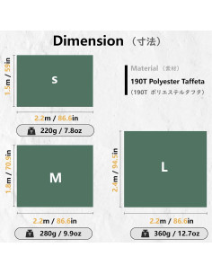 Alfombrilla de Camping JEELAD L Verde Impermeable 220x241 cm 2