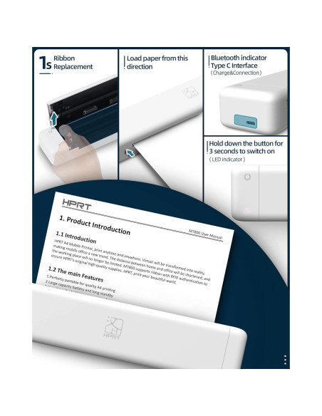Impresora Portátil HPRT MT800 Inalámbrica Bluetooth A4
