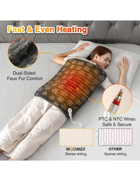 Almohadilla Térmica WOOMER 50.8x61cm con Calor Húmedo y Seco