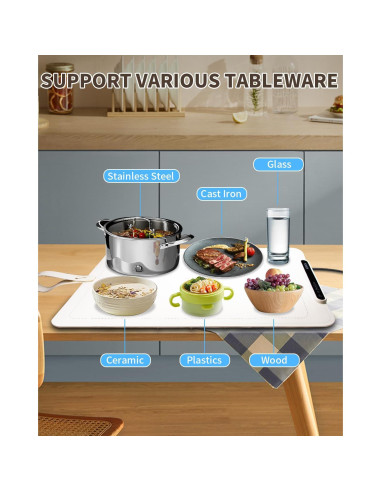 Alfombrilla Calentadora de Comida KOUCOE 60x40cm Ajustable