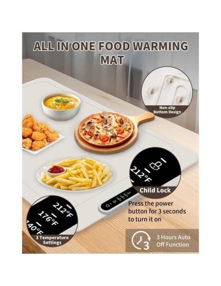 Alfombrilla Calentadora de Comida KOUCOE 60x40cm Ajustable