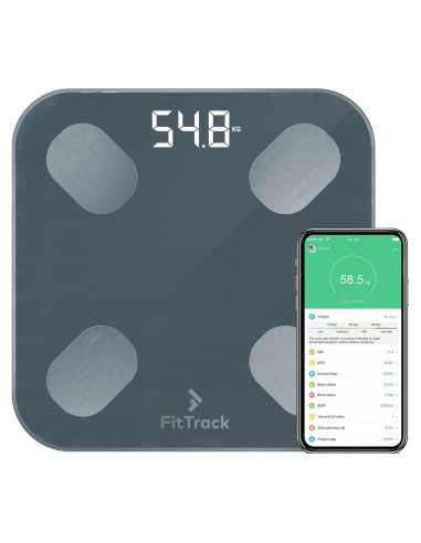 Balanza Digital Inteligente FitTrack Dara - Medición de Peso y Grasa Corporal - Bluetooth