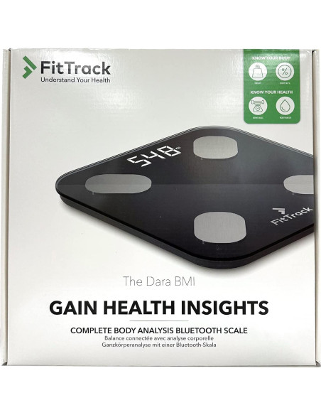 Balanza Digital Inteligente FitTrack Dara - Medición de Peso y Grasa Corporal - Bluetooth