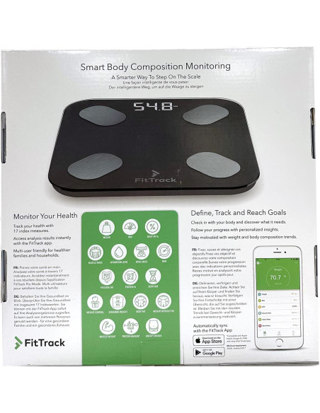 Balanza Digital Inteligente FitTrack Dara - Medición de Peso y Grasa Corporal - Bluetooth