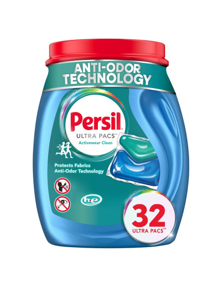 Detergente Persil Ultra Pacs Limpieza Ropa Deportiva 32 Unidades