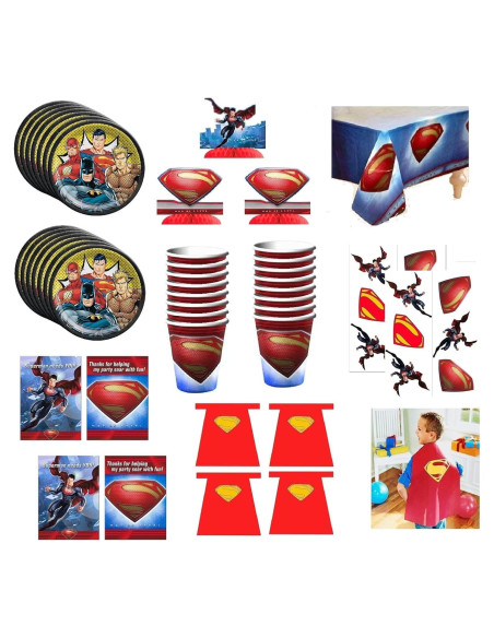 Suministros Fiesta Cumpleaños Superman Liga Justicia 16 Personas
