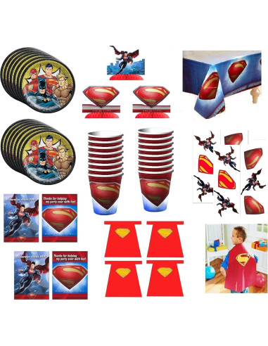 Suministros Fiesta Cumpleaños Superman Liga Justicia 16 Personas