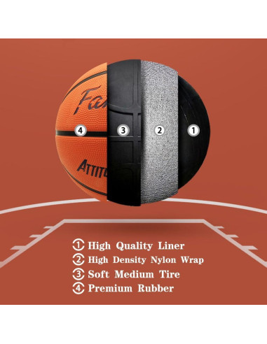 Balón de Baloncesto Fantecia Tamaño 7 con Bomba - Goma