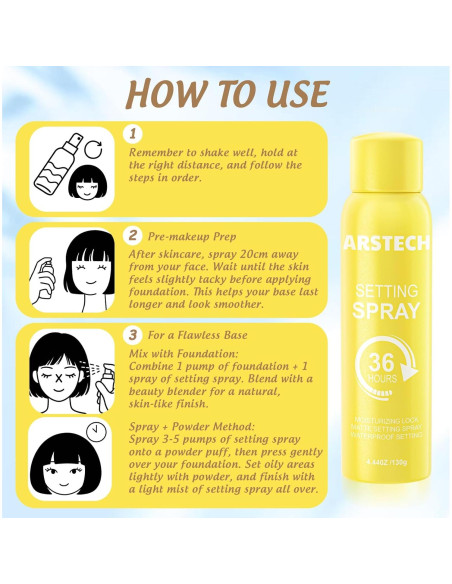 Spray Fijador de Maquillaje Arstech 125 ml Larga Duración 36HR