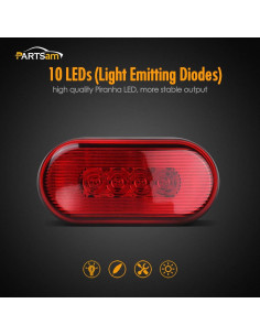Luces de Marcador Lateral Led Parstam 4 Pulgadas Rojas 10 Diodos 2
