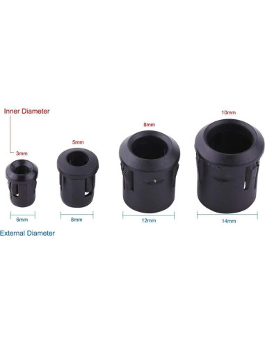 Portalámparas LED Eujgoov 50Pcs 3mm 5mm 8mm 10mm Plástico Negro