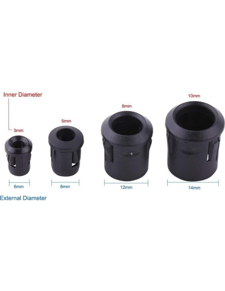 Portalámparas LED Eujgoov 50Pcs 3mm 5mm 8mm 10mm Plástico Negro