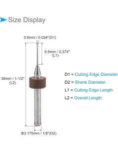 Micro Brocas PCB CoCud 0.6mm Carburo Tungsteno 10 Piezas 2