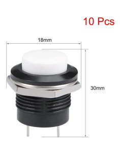 Botón Pulsador Momentáneo Blanco 16mm uxcell - 10 Piezas 2
