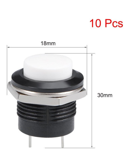 Botón Pulsador Momentáneo Blanco 16mm uxcell - 10 Piezas