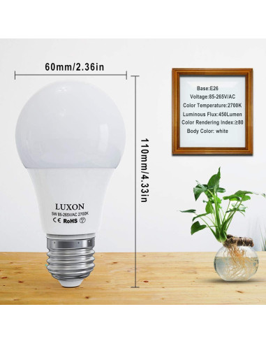 Bombilla LED LUXON 5W con Sensor de Movimiento E26 2700K