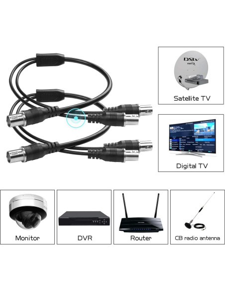 Cable Divisor BNC Macho a Doble BNC Macho YACSEJAO 40cm