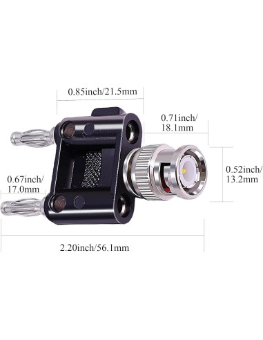 Adaptador Coaxial BNC Macho a Doble Macho Banana CNARIO 2Pcs
