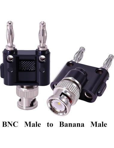 Adaptador Coaxial BNC Macho a Doble Macho Banana CNARIO 2Pcs