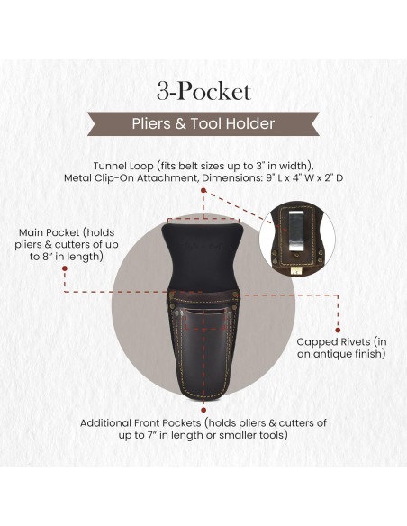Bolsa de Herramientas Style N Craft 3 Bolsillos Cuero Marrón