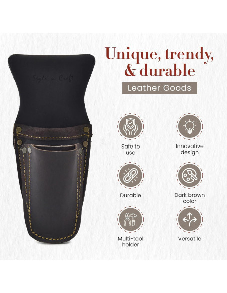 Bolsa de Herramientas Style N Craft 3 Bolsillos Cuero Marrón