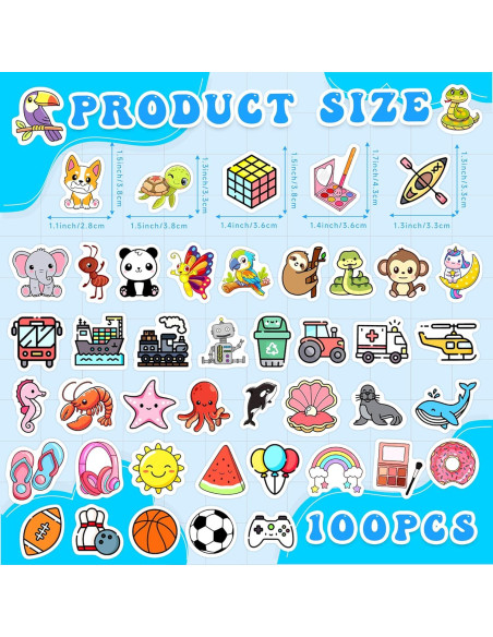 100 Stickers de Caricaturas Lindas Bolcguri - Impermeables