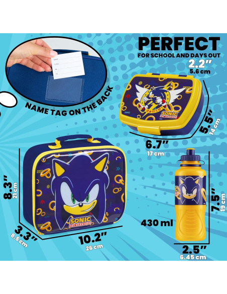 Set de Almuerzo Sonic The Hedgehog 3 Piezas Aislado 430ml