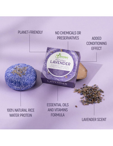 Barra de Champú Natural Lavanda BAMBOEARTH - 12 Unidades