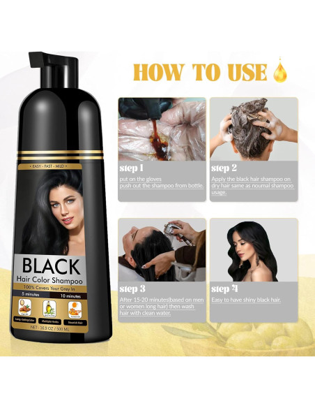 Champú para Teñir Cabello Negro YOURTONE 500ml - Cubre Canas