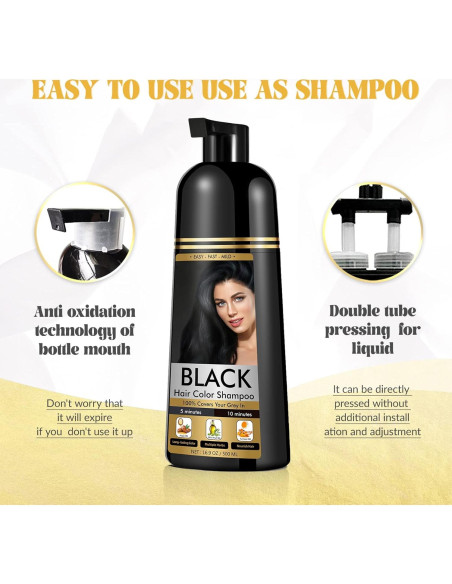 Champú para Teñir Cabello Negro YOURTONE 500ml - Cubre Canas