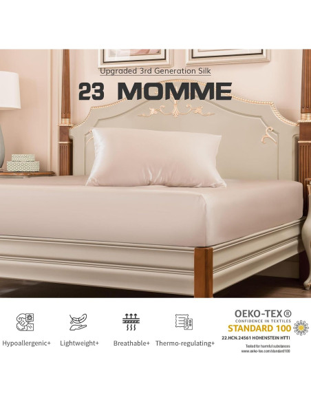 Juego de Sábanas de Seda PROMEED 100% Morera King Champán