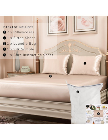 Juego de Sábanas de Seda PROMEED 100% Morera King Champán