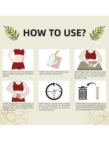 120 Parches Desechables de Aceite de Ricino GOOPRAD 8x8cm