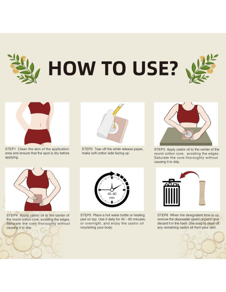 120 Parches Desechables de Aceite de Ricino GOOPRAD 8x8cm