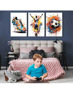 Set de 3 Piezas Arte de Pared Fútbol Graffiti Lienzo 30x40cm 2