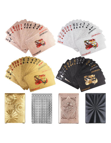 4 Barajas de Cartas de Juego Impermeables KKONHII 57x87mm