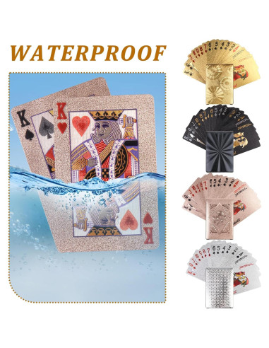 4 Barajas de Cartas de Juego Impermeables KKONHII 57x87mm