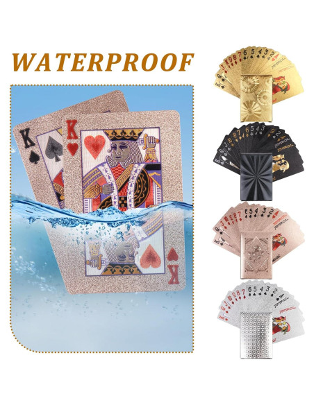 4 Barajas de Cartas de Juego Impermeables KKONHII 57x87mm